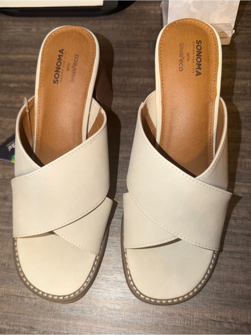 SONOMA Cream Crisscross Slide Mules